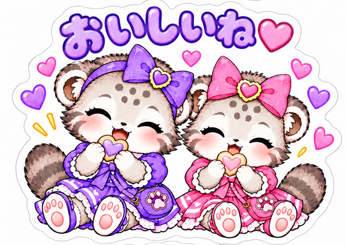 こまぬとこみぬの「おいしいね♡」スタンプ